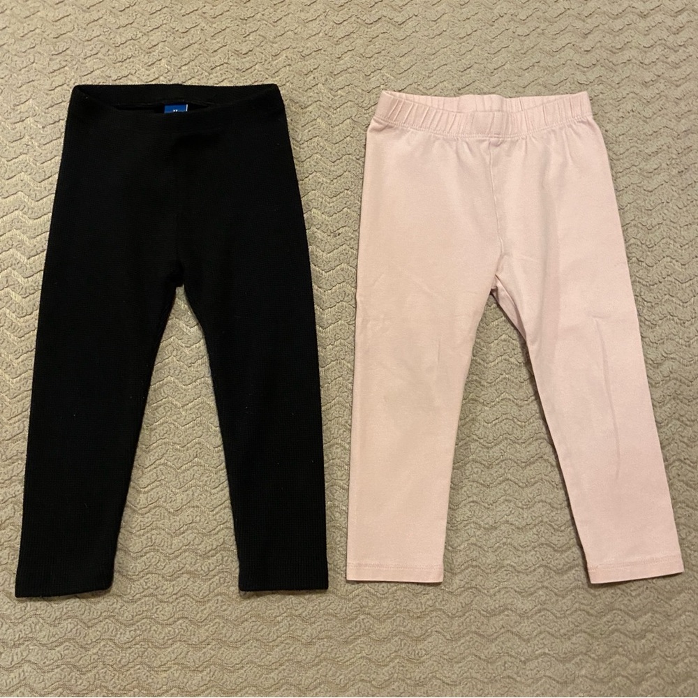 Old Navy Black and Light Pink Kids Leggings